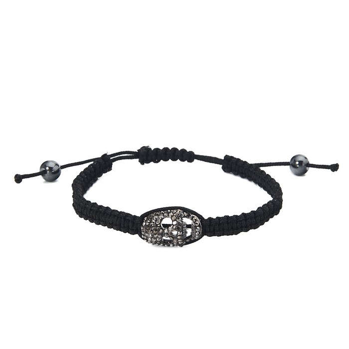 Diamante Black Gun metal finish skull bracelet